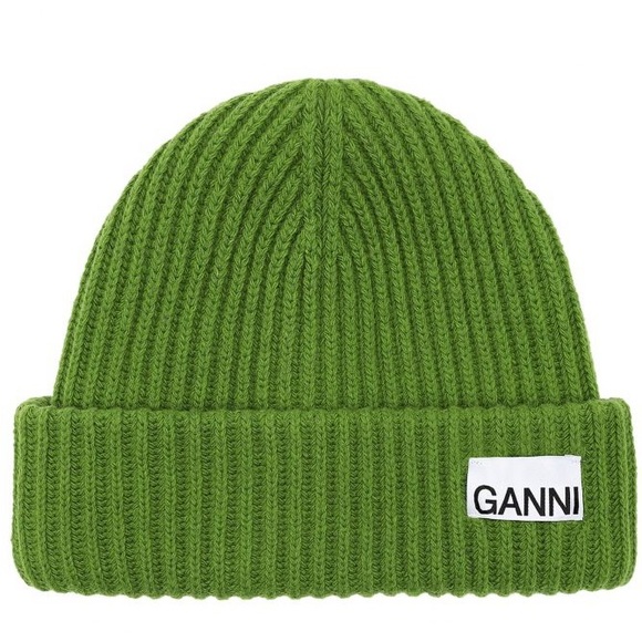 Ganni Accessories - GANNI Vibrant Green Knit Beanie